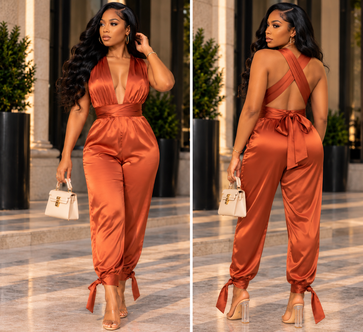 Booked & Busy Satin Jumpsuit